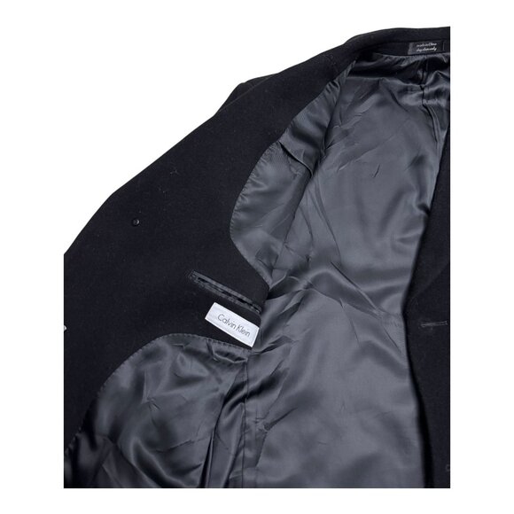 CALVIN KLEIN WOOL & CASHMERE Blend Designer Casual Winter Pea Coat Mens 44S - Picture 3 of 7